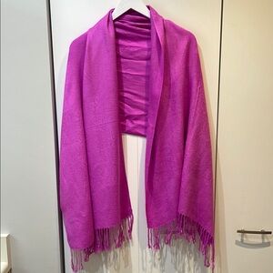 Pashmina Pink Scarf with Fringed Ends